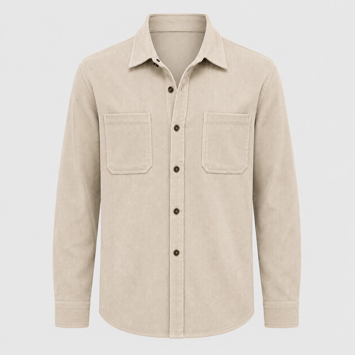 Men's Slim Fit Corduroy Button-Down Shirt Black Canvas