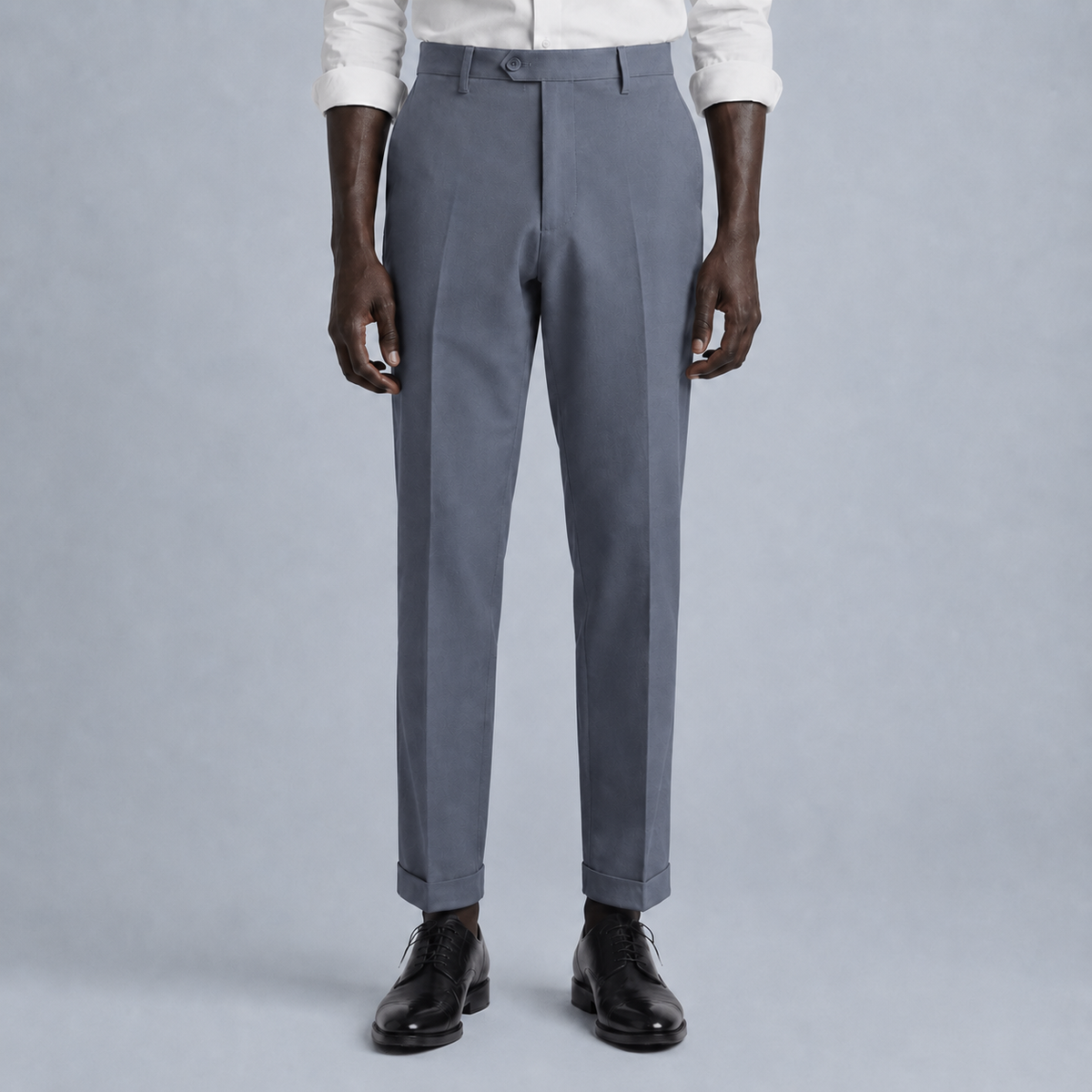 Men's Slim Fit Formal Tailored Trousers Black Canvas