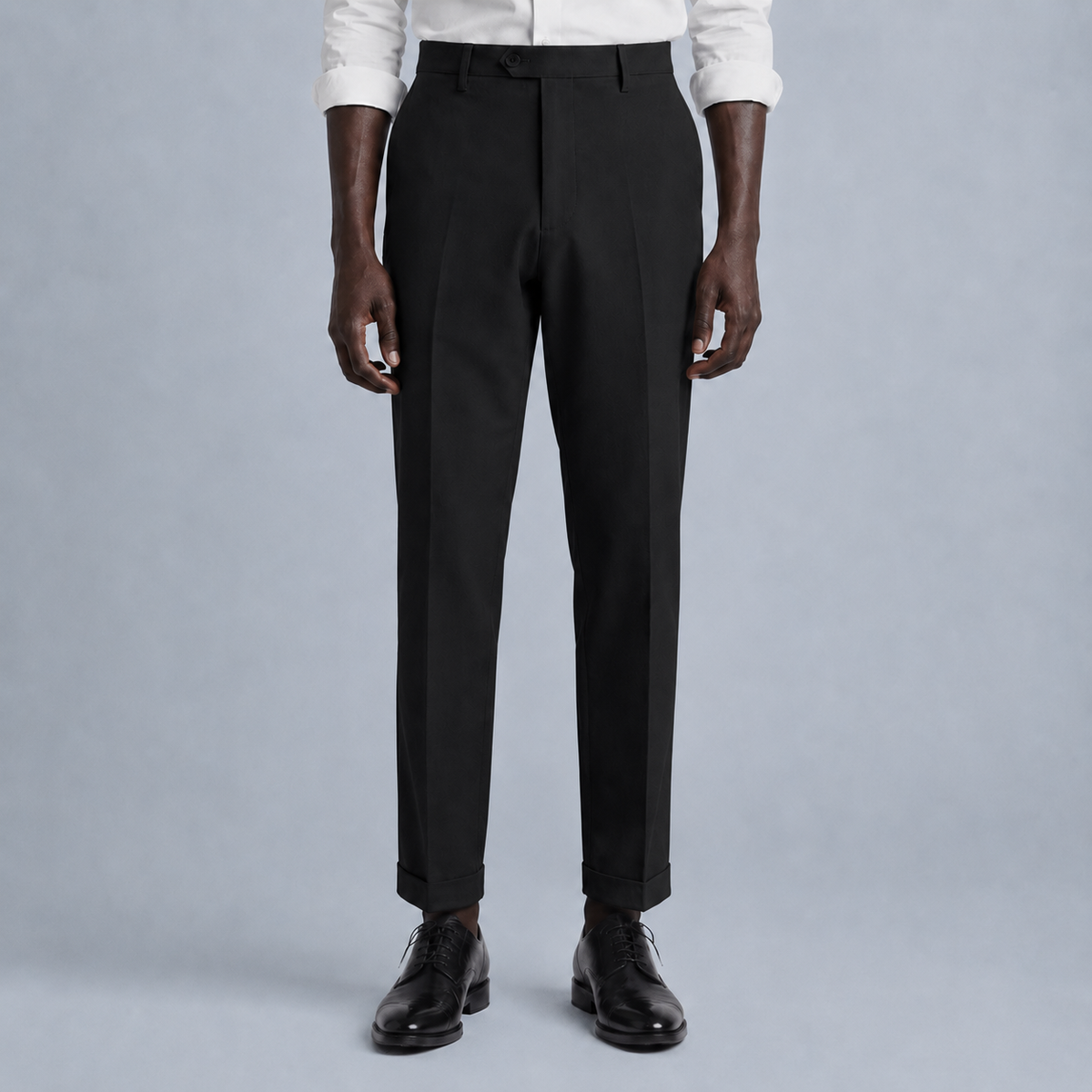 Men's Slim Fit Formal Tailored Trousers Black Canvas