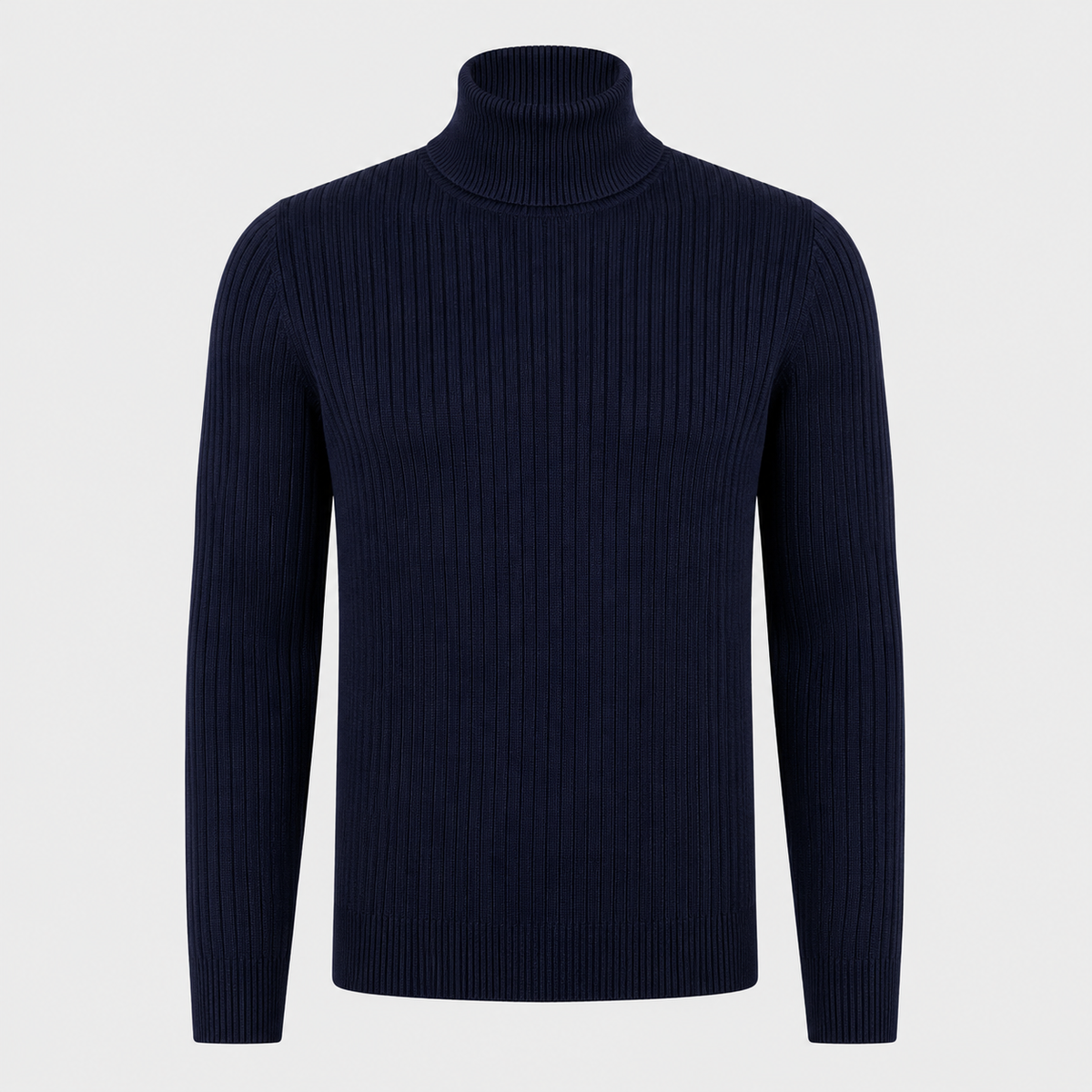 Men's Slim Fit Heavyweight Turtleneck Jumper Black Canvas