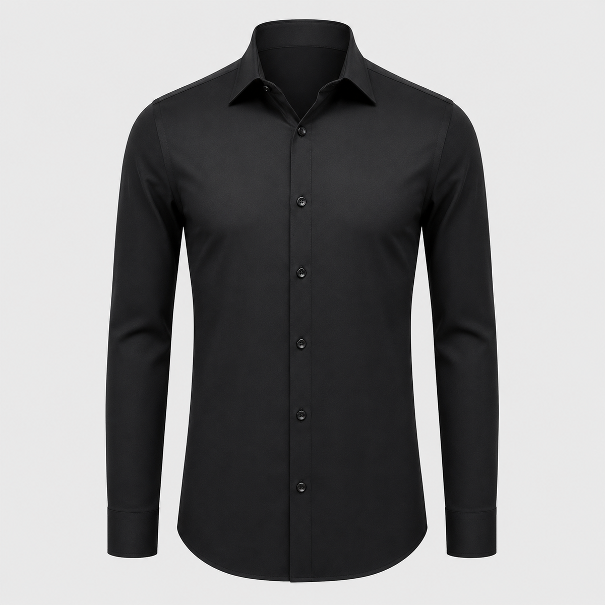 Men's Slim Fit Long Sleeve Black Shirt Black Canvas
