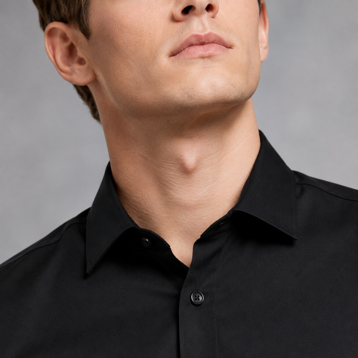 Men's Slim Fit Long Sleeve Black Shirt Black Canvas