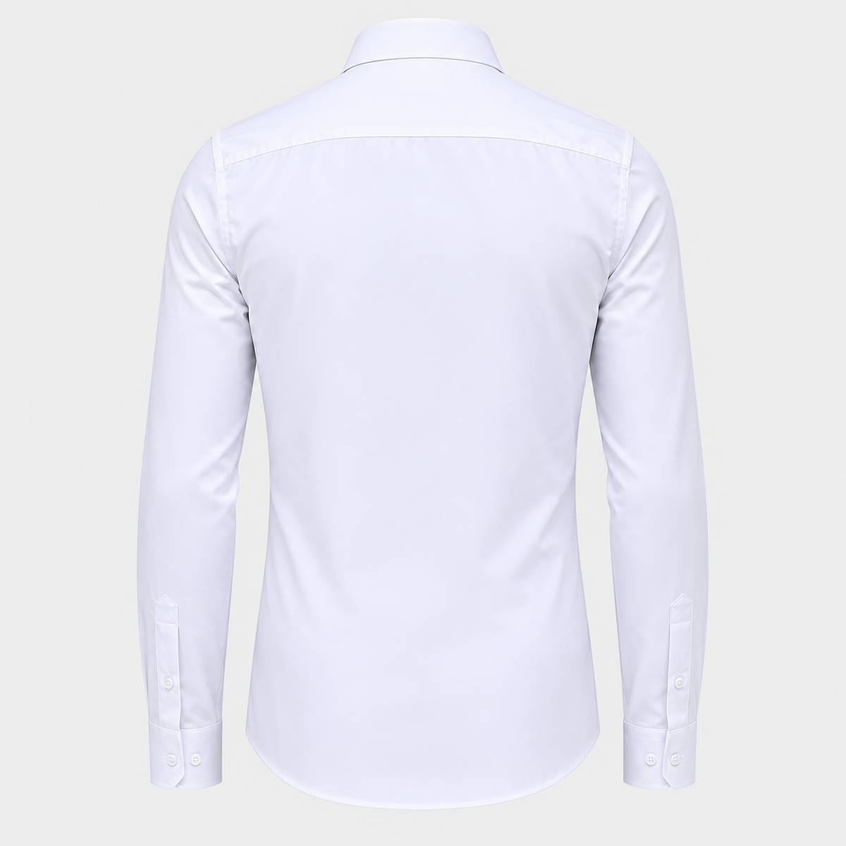 Men's Slim Fit Long Sleeve White Shirt Black Canvas