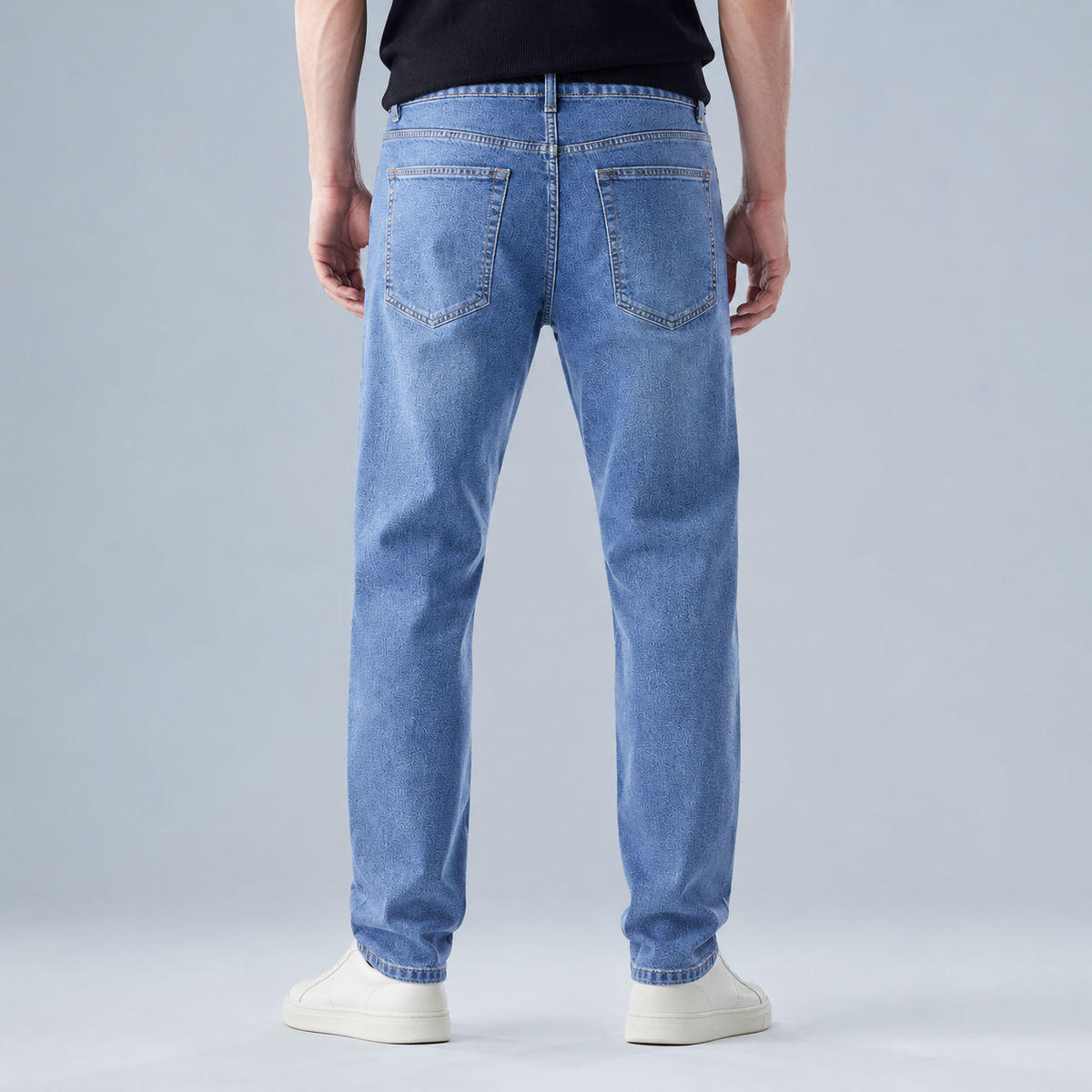 Men's Slim Straight Elastic Cotton Jeans Black Canvas