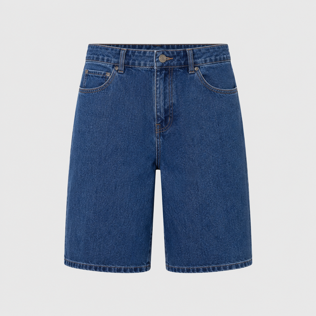 Men's Straight Stretch Denim Knee Length Shorts Black Canvas