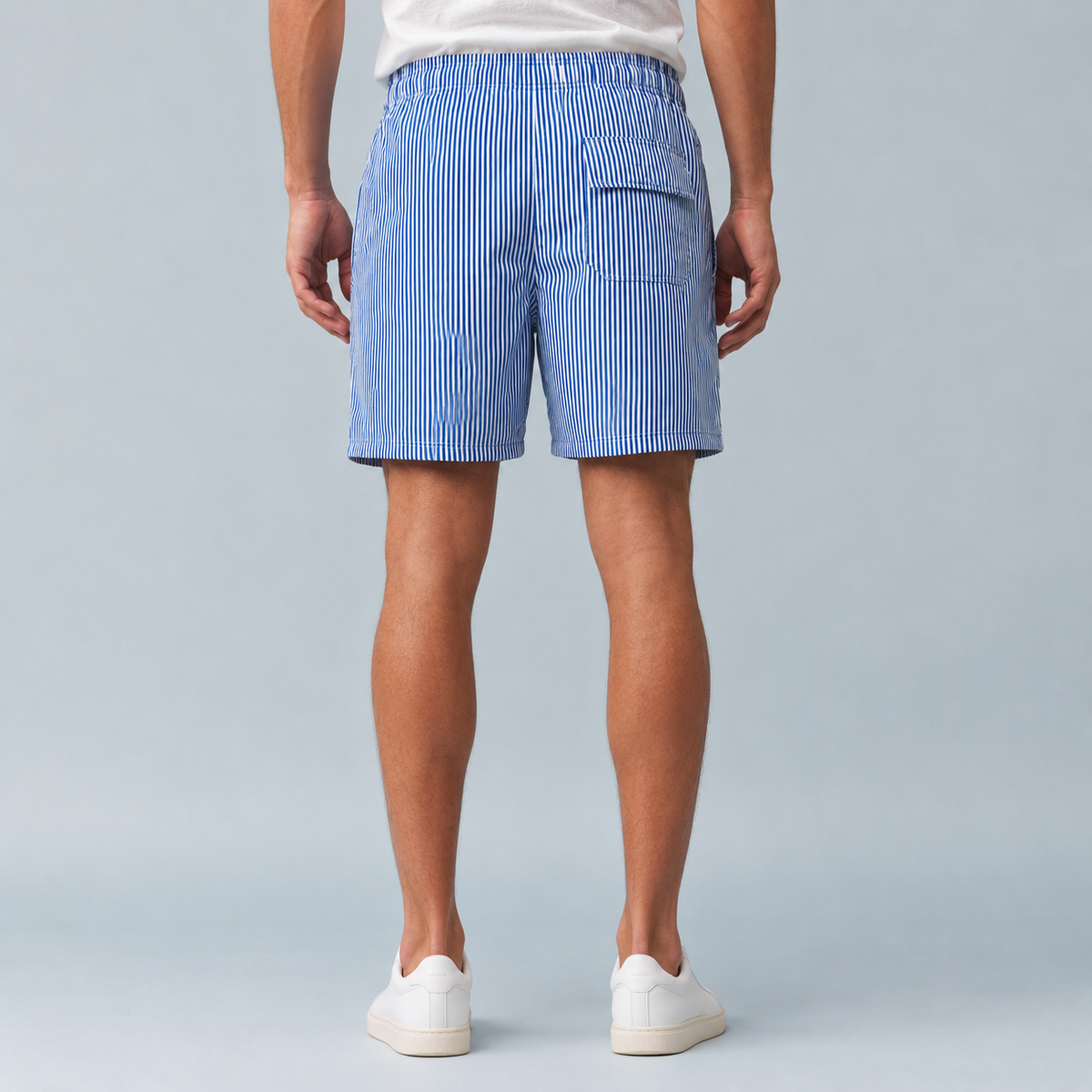 Men's Striped Quick-Dry Swim Shorts Black Canvas