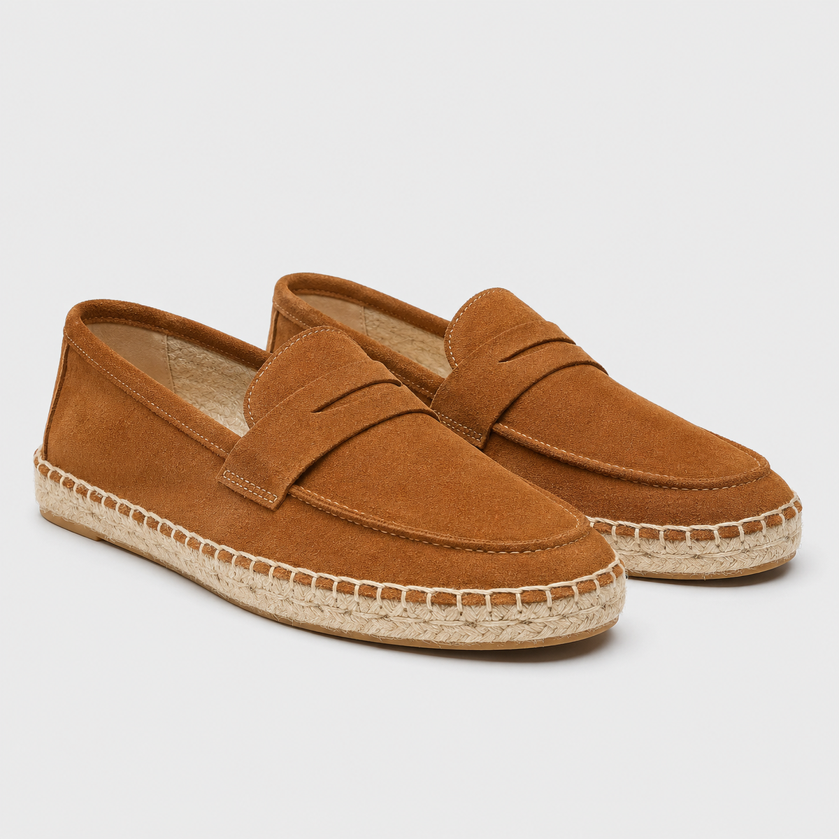 Men's Suede Espadrille Loafers Black Canvas