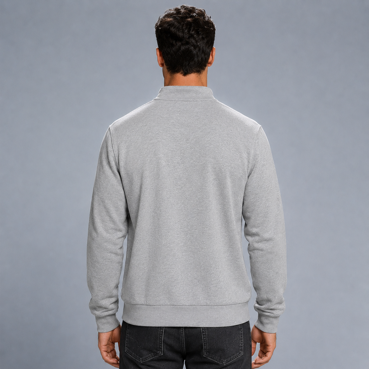 Men's Zip-Up Long Sleeve Sweatshirt Jacket Black Canvas